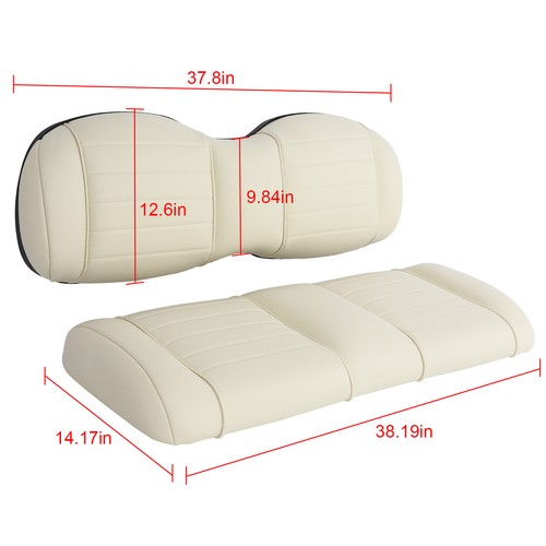 Deluxe Seat Bottom Back Cushion Set Universal for Club Car EZGO Yamaha White - Picture 2 of 9