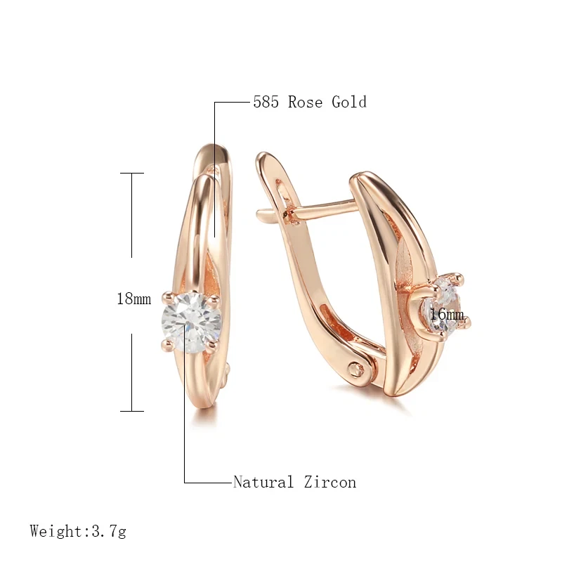 Elegante Ohrringe Ohrhänger Creole 585 RG Rosegold Rotgold mit Zirkon Edelstein  - Bild 4 von 4