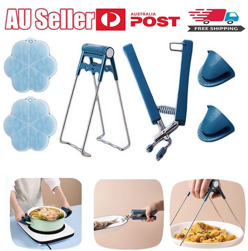 MOVKZACV Gripper Clips Tang voor het opheffen van warme gerechten Bowl Pot Pan Plate van magnetron, roestvrij staal, keuken Tang, voedsel Tang Bowl Clip (zwart