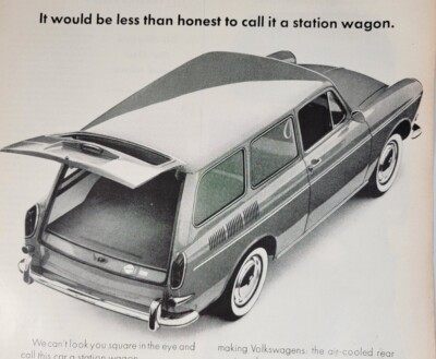 1965 VW Volkswagen Station Wagon, Squareback. Genuine Vintage Ad