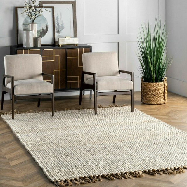 Nuloom Jute 9' X 12' Rectangle Area Rugs In Off White Finish 200CLAL01A