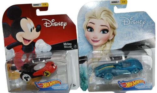 Hot Wheels Disney Character Cars Series 1 #1 Mickey Mouse #2 Elsa Frozen NEW - Picture 1 of 13