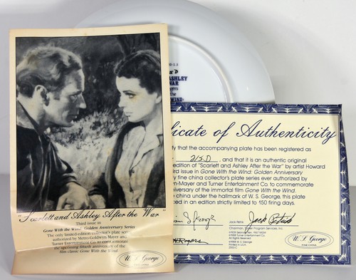 8" NEW Gone With The Wind Movie Scarlett Ashley After the War Porcelain Plate - Picture 4 of 5