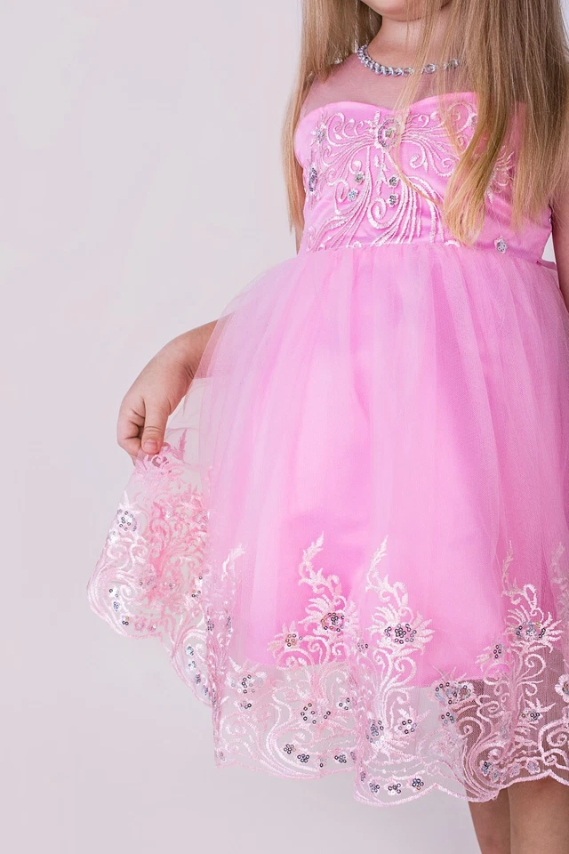 Vestido formal para niños con flores de fiesta de princesa boda dama de honor cumpleaños Foto 4 de 4