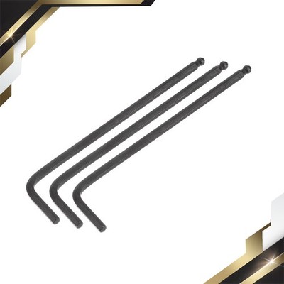 3 Set 4mm Ball End Hex Key Wrench L Shaped Long Arm CR-V Repairing Tool Black