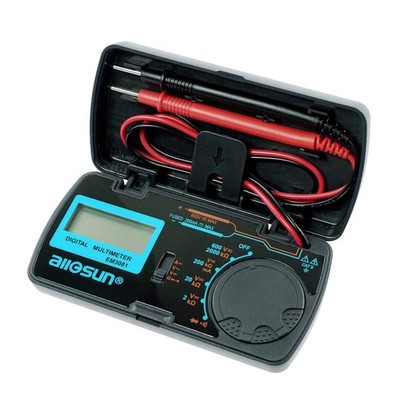 allsun Manual Range Mini Digital Multimeter 6 Functions Handheld Black & Red 