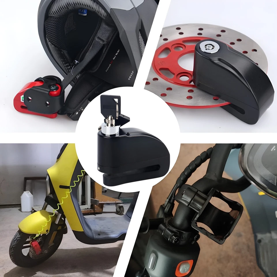 Bloqueo de alarma antirrobo rueda freno de disco seguridad moto para Harley Yamaha Foto 3 de 4