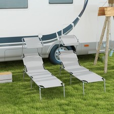 Reclining Sun Loungers Set of 2 Folding Recliners for Garden Patio