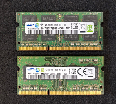Samsung 8GB Kit (2x4GB) DDR3 1600MHz PC3-12800S Laptop RAM SO-DIMM M471B5273DH0