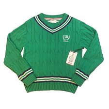 NWT Wilson Courtside Green Cable Knit Tennis Sweater Girls Size XL 14/16 Sport