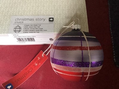 Leonardo Weihnachtskugeln 5 Stck. Karo Flieder mit Strass/5