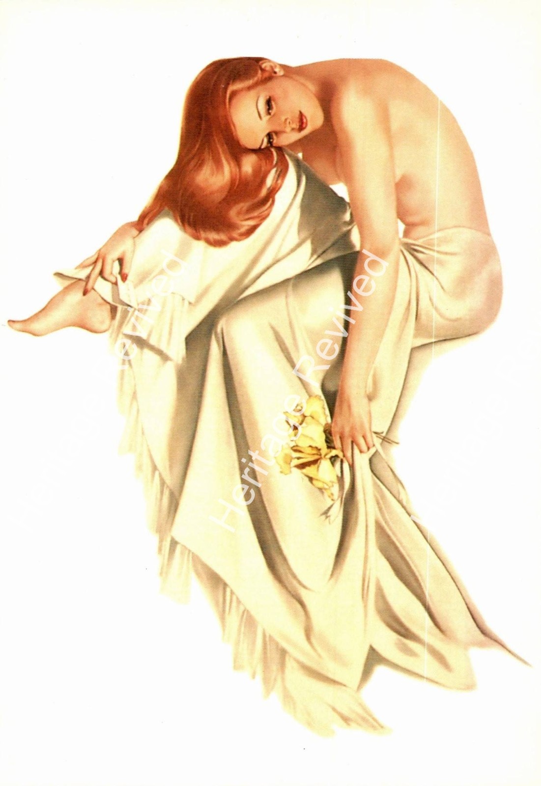 VINTAGE PIN UP GIRL REDHEAD ESQUIRE GIRLS 1997 ART UNLIMITED AMSTERDAM POSTCARD