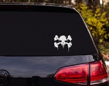 Melting Skull Crossbones Silhouette Grunge Horror Vinyl Decal Sticker