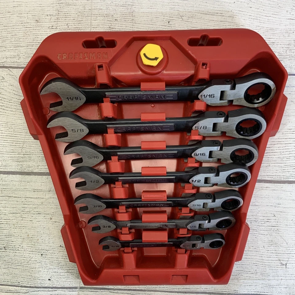 Набор из 7 универсальных храповых гибких гаечных ключей Craftsman 35271 *хороший* D-AB SAE дюйм - Изображение 3 из 4