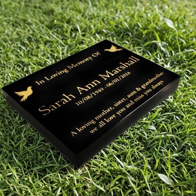 Personalisierte Premium Granit Gedenktafel, Taube - Goldgravur 15x12x2 Zoll
