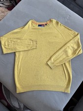 SUPERDRY Mens Crew Neck Jumper Sweater XL 100 Cotton, Yellow Gray Flecks