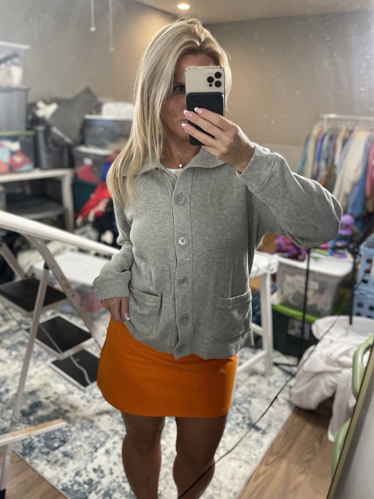 Gray Basic Editions Long Sleeve Gray Button Down … - image 1