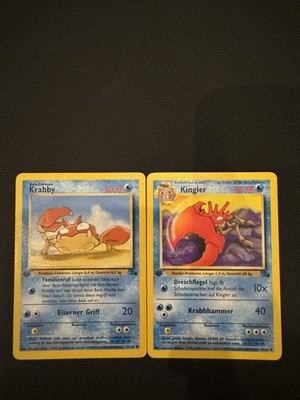 Pokémon Karten 2000 Fossil 1. First Edition Near Mint Krabby 51 Kingler 38