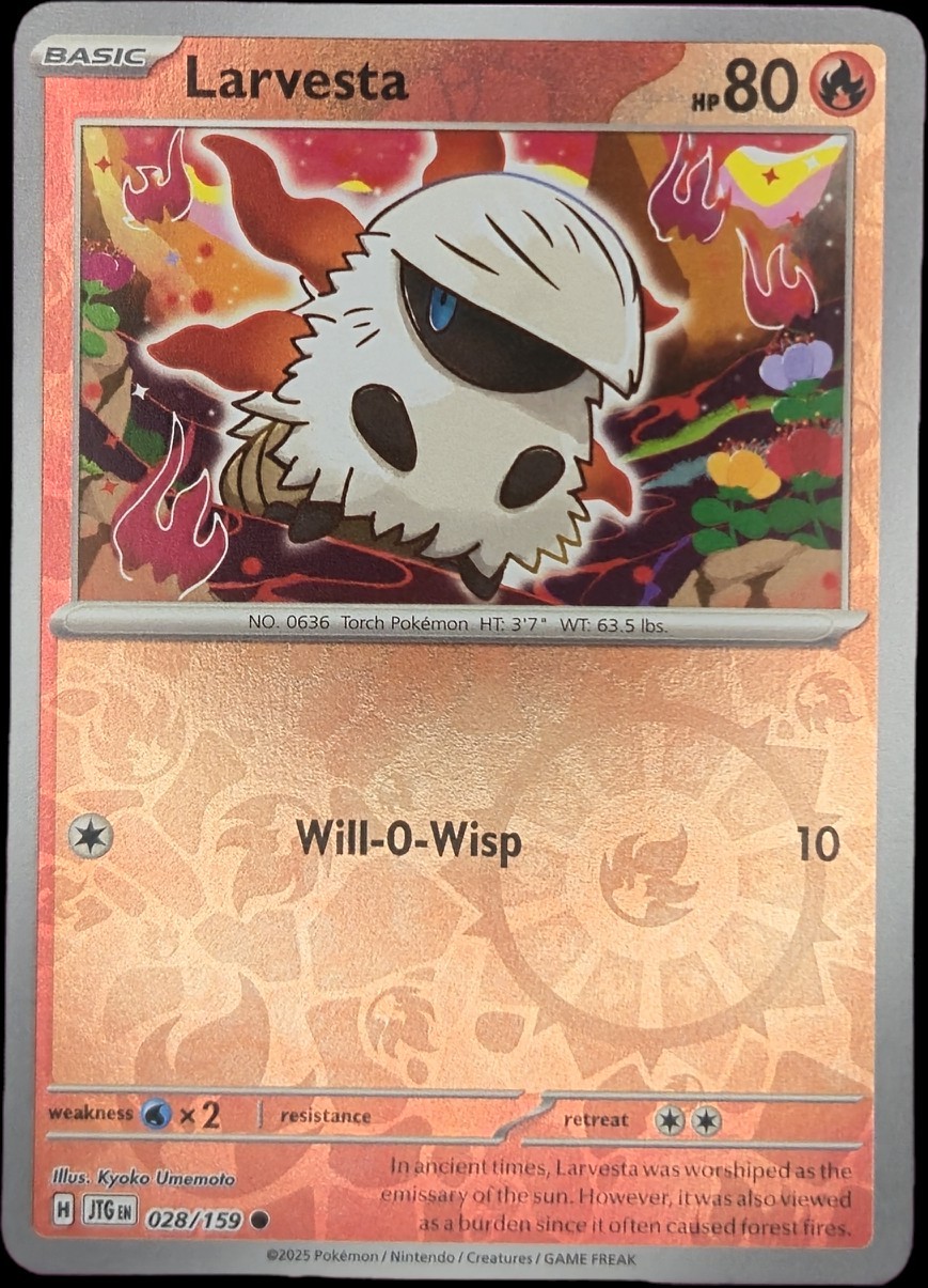 Larvesta 028/159 Reverse Holo Journey Together Pokemon TCG NM