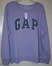 GAP Women's Sweatshirt Logo Long Sleeved Relaxed Purple Violet Size XL