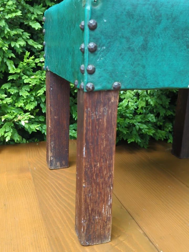 Taburete de pie otomano MCM de colección resistente banco de roble macizo retro primitivo 16,5x14x14" Foto 2 de 4