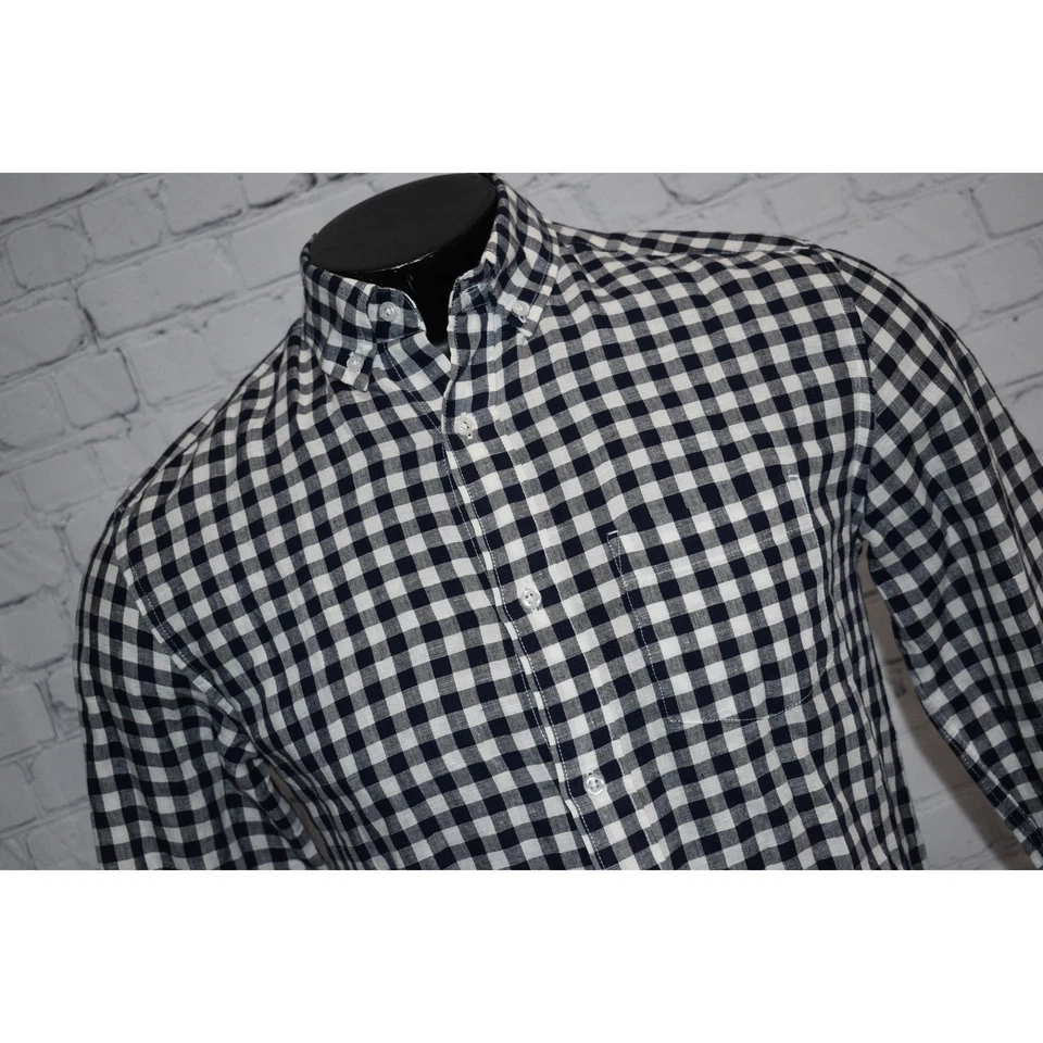 Camisa de vestir J Crew Crewcuts para niños talla 16 mezcla de lino algodón azul a cuadros hawaiana Foto 2 de 4