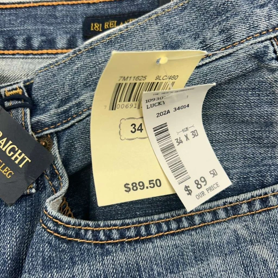 Lucky Brand Jeans Mens 34X30 Regular Blue Denim 181 Relaxed Straight Leg NWT - Image 4 of 4
