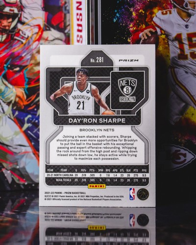 2021-22 Panini Prizm #281 Day'Ron Sharpe Silver Hyper Prizm Rookie - Picture 2 of 2