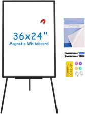Magnetic Whiteboard Easel Black, 36 X 24 Inches, Portable Dry Erase Board Height