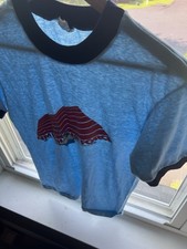 PAPER THIN Vintage 80s Ringer Air Force Baby Tee T-Shirt Made In USA Light Blue
