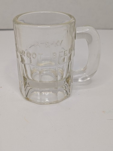 Vintage A&W Root Beer Glass Mug Embossed Logo Small 4” Soda Fountain Heavy