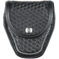 Bianchi Model 7917 Double Handcuff Case Chrome Snap Basket Weave Black - 1017533