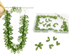 100Pcs Green Leaf Charms for DIY Jewelry   Acrylic Transparent Beads for Craftin