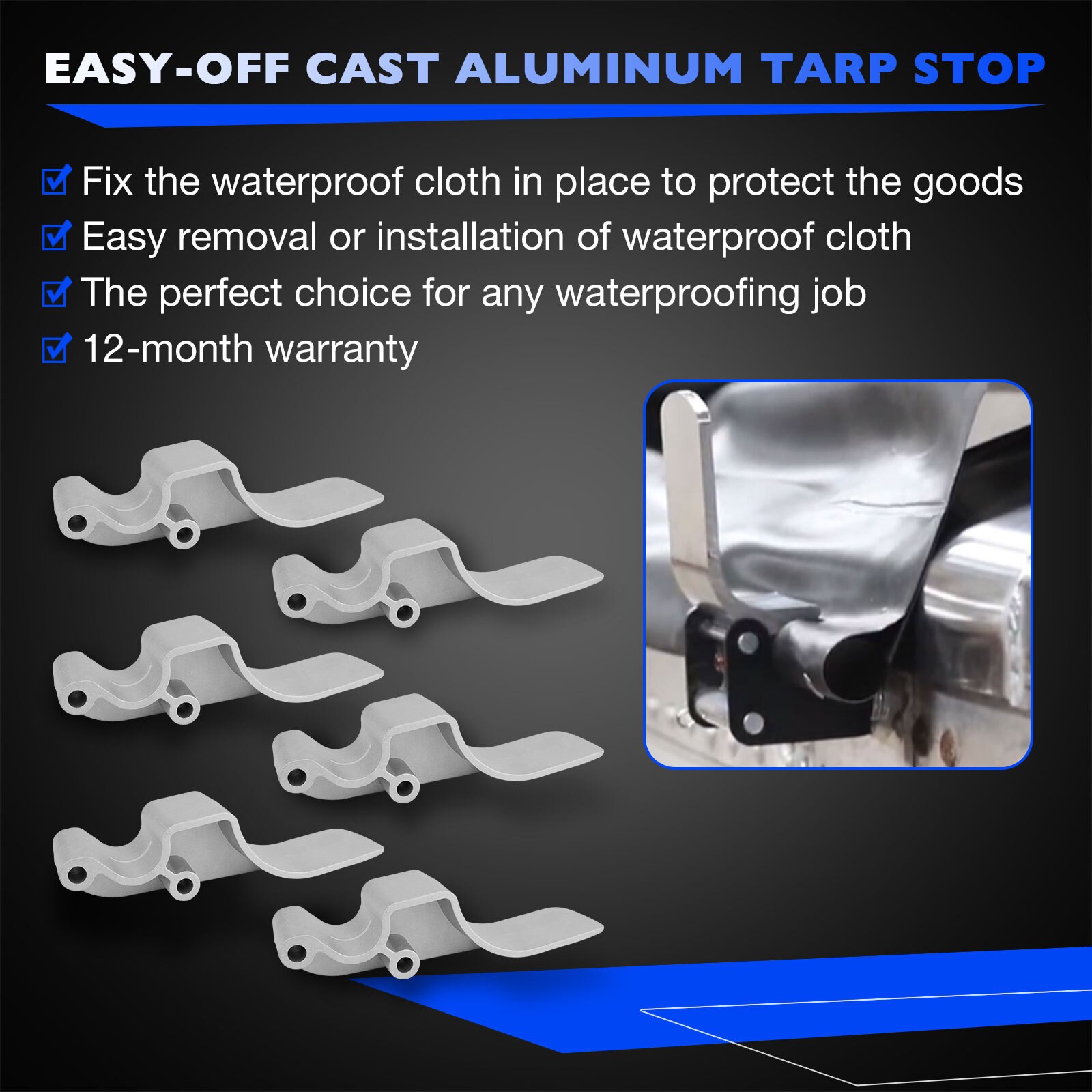 6x Aluminum Tarp Stop Easy-Off Cast Upright Kit Pro Trucking Products 1703604-1