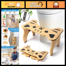 Foldable Bamboo Toilet Stool - 7" Portable Squatting Potty for Adults  Kids, No