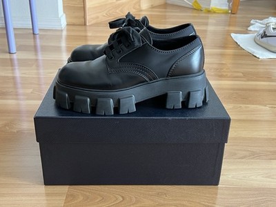 Prada Monolith Lace-Up Derby Platform Shoes Size 9