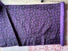 Pure Silk WOVEN Jacquard Fabric Dull Purple Geometric Pattern W 73cm L 5m Flaws