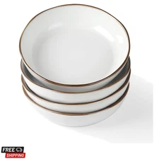 Aurora Set of 4 Pasta Bowls, 32 oz, Pearl White, Scratch-Resistant Stoneware