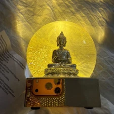 Gold Buddha Light-Up Snow Globe 6” LED Zen Meditation Decor Water-Filled