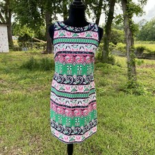 Talbots Petite Floral Striped Sleeveless Sheath Shift Dress Women’s Size 2P