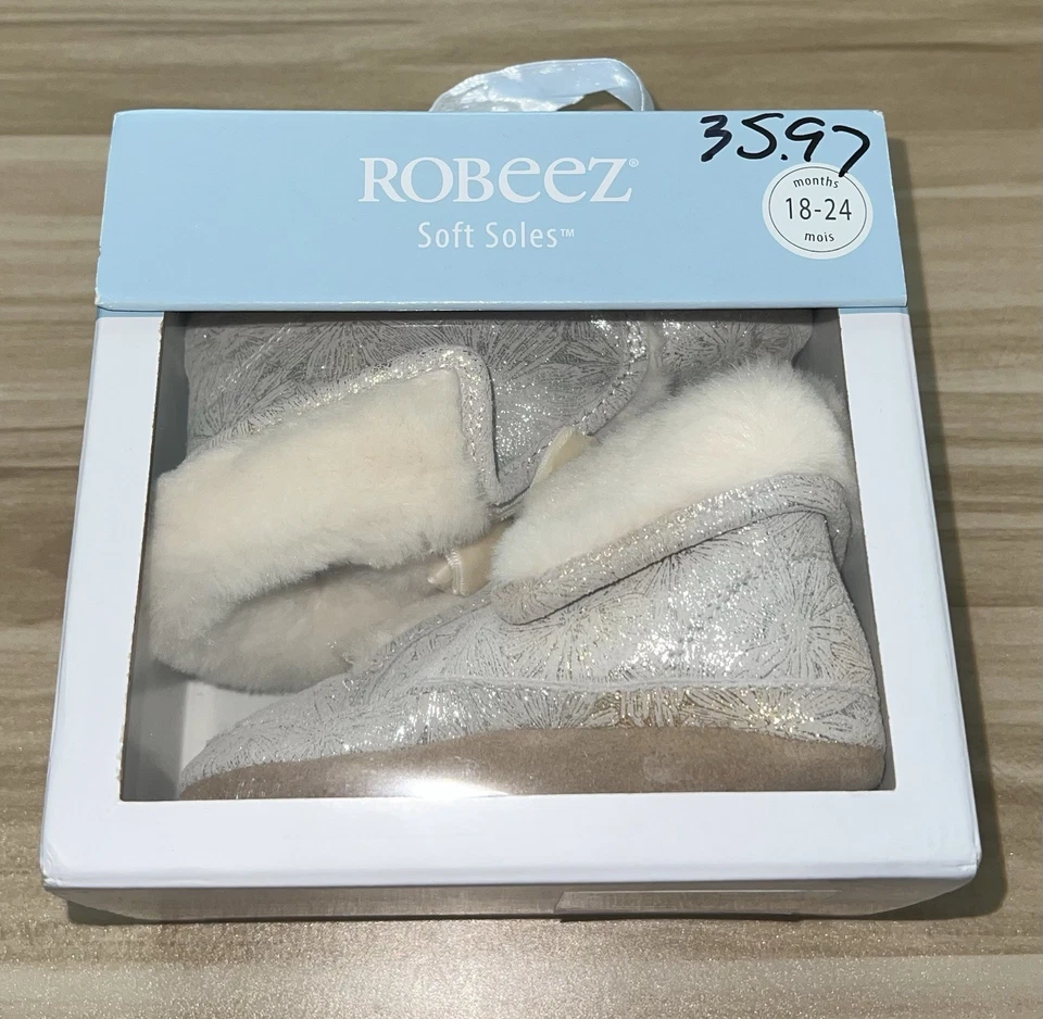 Robeez WILLA Cozies золото ботинок мягкие подошвы 18-24 месяцев искусственного меха новый в коробке $38 читать - Изображение 2 из 4