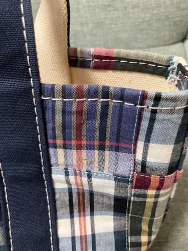 L.L.Bean Vintage Madras Check Canvas Tote Bag Small Rare Lightweight Carry Rare - Picture 5 of 14