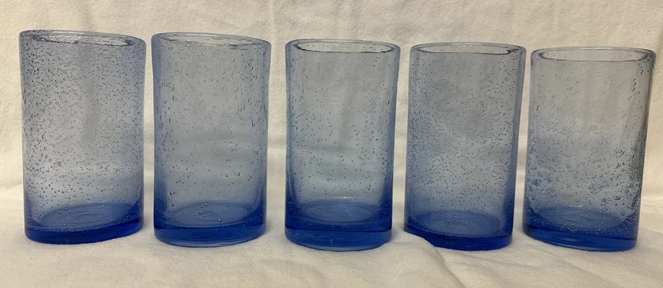 Juego de 5 vasos Artland Iris azules 16 oz dobles antiguos con semillas Lowball de 5,75" Foto 2 de 4