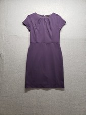 Banana Republic Women Sheath Dresses 6 Purple Back Zip Pleated Cap Sleeve Party