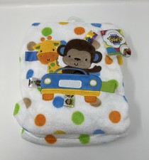 NEW Taggies Tag Monkey Giraffe Plush Baby Blanket 30x40 RARE HTF 2012 White NWT