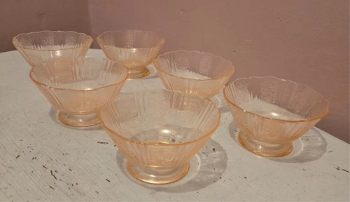 Set Of 6 Macbeth Evans Dessert Bowl American Sweetheart Pink Depression Glass