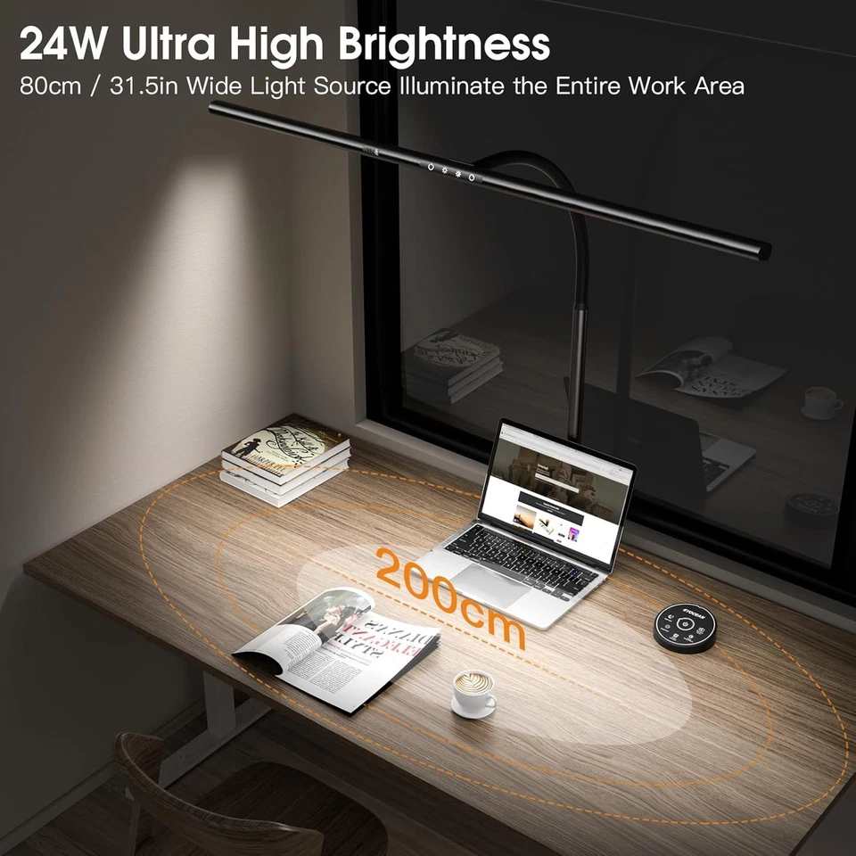 Schreibtischlampe LED mit Gestensteuerung & Fernbedienung, 24W 80CM Klemmbare... - Bild 4 von 4