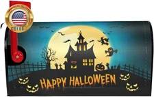 Halloween Haunted House Mailbox Cover, Happy Halloween 21 X 18 in Magnetic Mailb