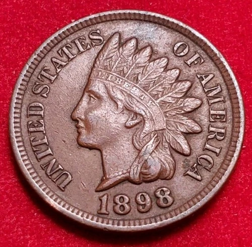 ☆1898 1C BN Indian Cent - AU+☆