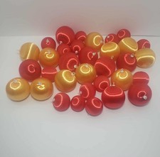 Lot of 33 Satin Silk Thread Christmas Tree Ornament Balls Red Golden Yellow